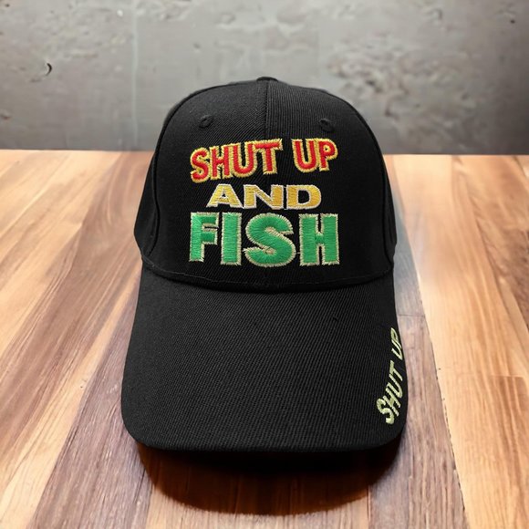 Embroidered Hat | Adjustable Sports Shut up and Fish Hat | Fishing Unisex Cap - Picture 3 of 3